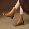 Harper | Women's Block-Heel Side-Zip Leather Ankle Boots