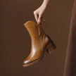 Harper | Women's Block-Heel Side-Zip Leather Ankle Boots