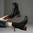 Harper | Women's Block-Heel Side-Zip Leather Ankle Boots