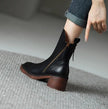 Harper | Women's Block-Heel Side-Zip Leather Ankle Boots