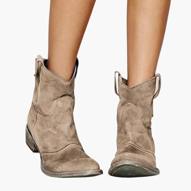 Livia | Women's Ankle Pointed Toe Western Low Heel Boots with Comfortable