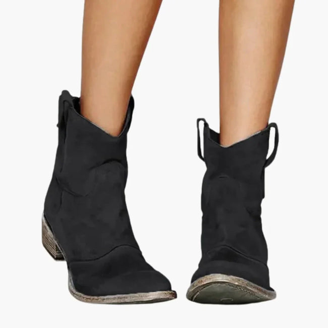 Livia | Women's Ankle Pointed Toe Western Low Heel Boots with Comfortable