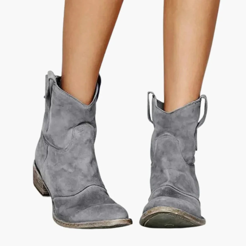 Livia | Women's Ankle Pointed Toe Western Low Heel Boots with Comfortable