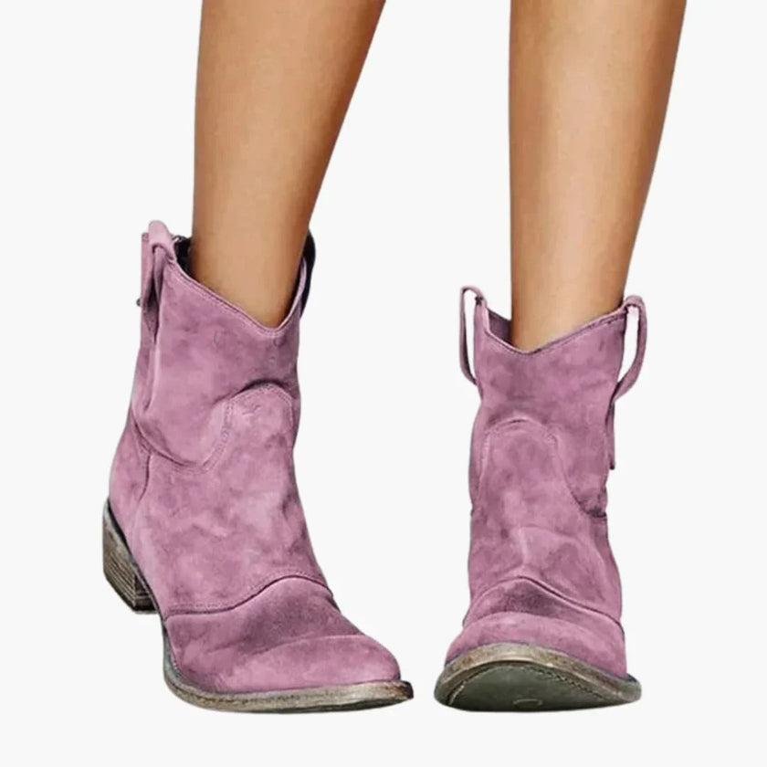 Livia | Women's Ankle Pointed Toe Western Low Heel Boots with Comfortable