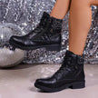 Aria | Women's Boots Quilted Faux Leather Lace-Up Side Zip Ankle Booties