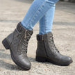 Aria | Women's Boots Quilted Faux Leather Lace-Up Side Zip Ankle Booties