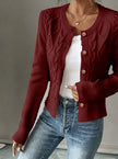 Madison | Women's Cropped Turtleneck Button-Front Cardigan Knit Sweater with Cozy for Layering