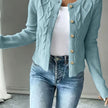 Madison | Women's Cropped Turtleneck Button-Front Cardigan Knit Sweater with Cozy for Layering