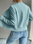 Madison | Women's Cropped Turtleneck Button-Front Cardigan Knit Sweater with Cozy for Layering