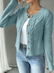 Madison | Women's Cropped Turtleneck Button-Front Cardigan Knit Sweater with Cozy for Layering