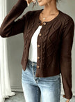Madison | Women's Cropped Turtleneck Button-Front Cardigan Knit Sweater with Cozy for Layering