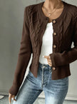 Madison | Women's Cropped Turtleneck Button-Front Cardigan Knit Sweater with Cozy for Layering