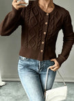Madison | Women's Cropped Turtleneck Button-Front Cardigan Knit Sweater with Cozy for Layering