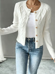 Madison | Women's Cropped Turtleneck Button-Front Cardigan Knit Sweater with Cozy for Layering