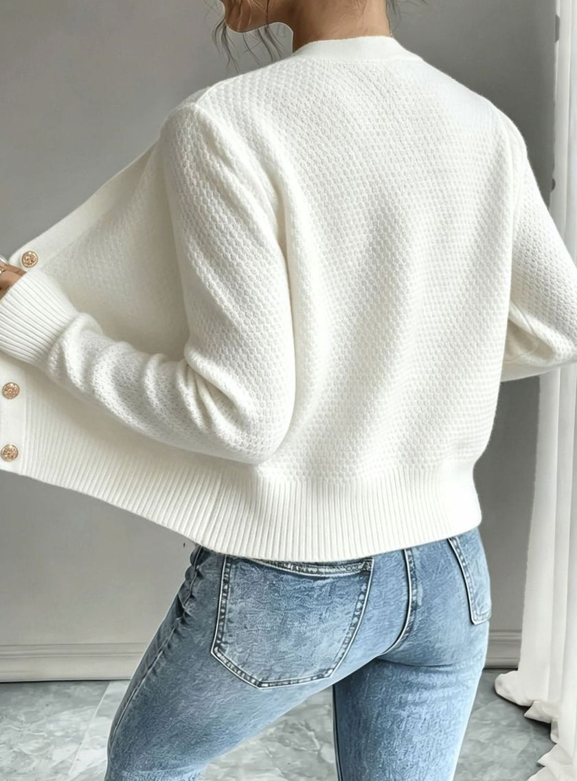 Madison | Women's Cropped Turtleneck Button-Front Cardigan Knit Sweater with Cozy for Layering