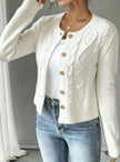 Madison | Women's Cropped Turtleneck Button-Front Cardigan Knit Sweater with Cozy for Layering