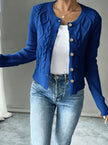 Madison | Women's Cropped Turtleneck Button-Front Cardigan Knit Sweater with Cozy for Layering