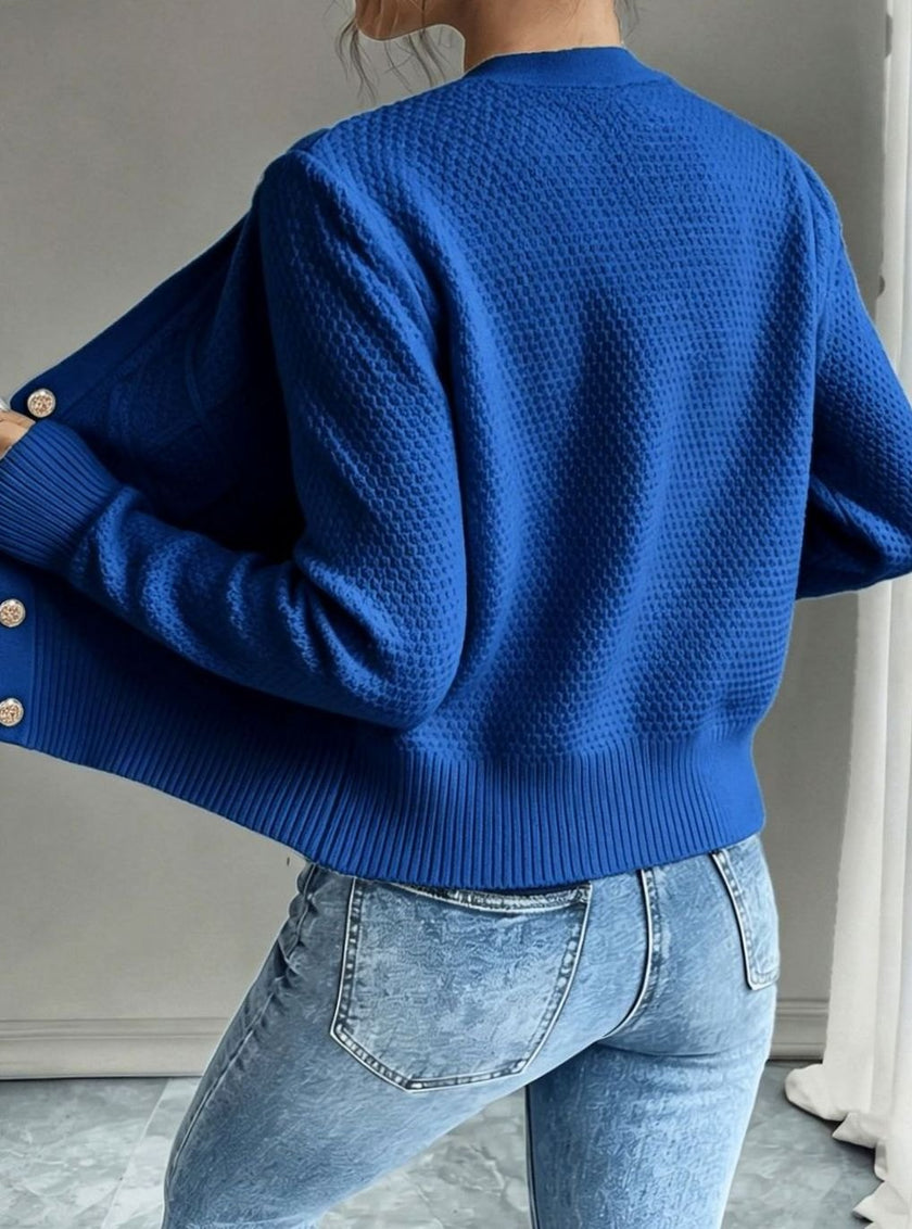 Madison | Women's Cropped Turtleneck Button-Front Cardigan Knit Sweater with Cozy for Layering