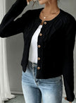 Madison | Women's Cropped Turtleneck Button-Front Cardigan Knit Sweater with Cozy for Layering