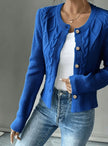Madison | Women's Cropped Turtleneck Button-Front Cardigan Knit Sweater with Cozy for Layering