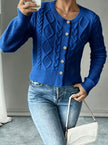 Madison | Women's Cropped Turtleneck Button-Front Cardigan Knit Sweater with Cozy for Layering