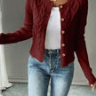 Madison | Women's Cropped Turtleneck Button-Front Cardigan Knit Sweater with Cozy for Layering