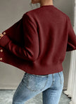 Madison | Women's Cropped Turtleneck Button-Front Cardigan Knit Sweater with Cozy for Layering