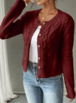 Madison | Women's Cropped Turtleneck Button-Front Cardigan Knit Sweater with Cozy for Layering
