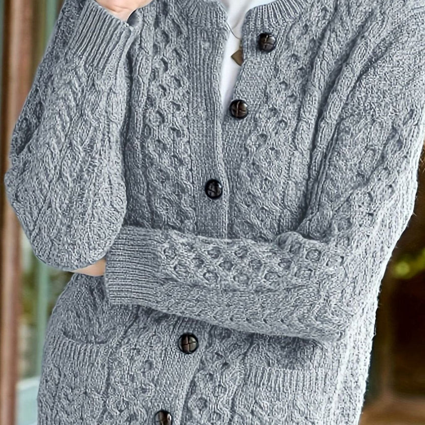 Penelope | Women's Oversized Turtleneck Button-Front Cardigan Knit Sweater with Cozy Soft