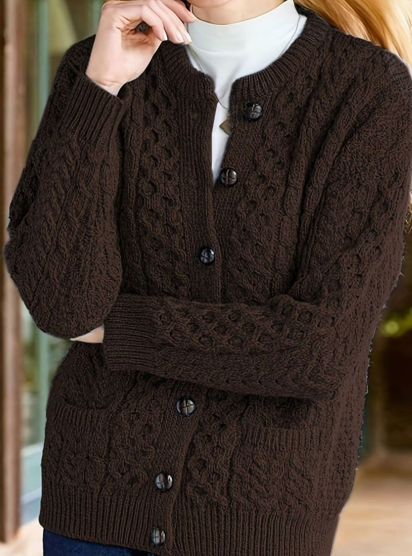 Penelope | Women's Oversized Turtleneck Button-Front Cardigan Knit Sweater with Cozy Soft