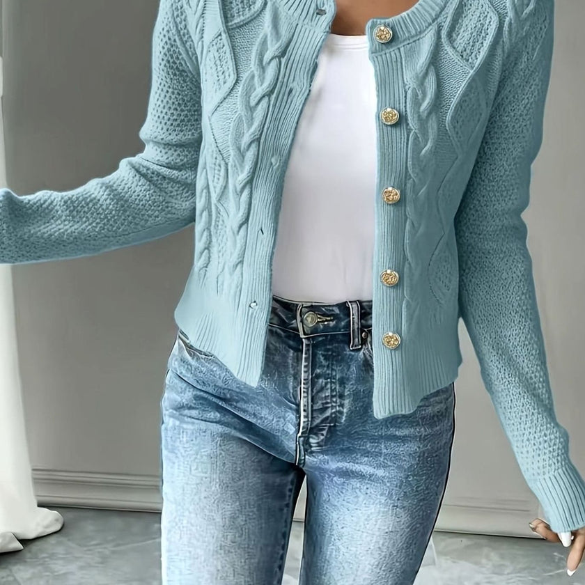 Wenche | Women's Cable-Knit Button-Front Cardigan