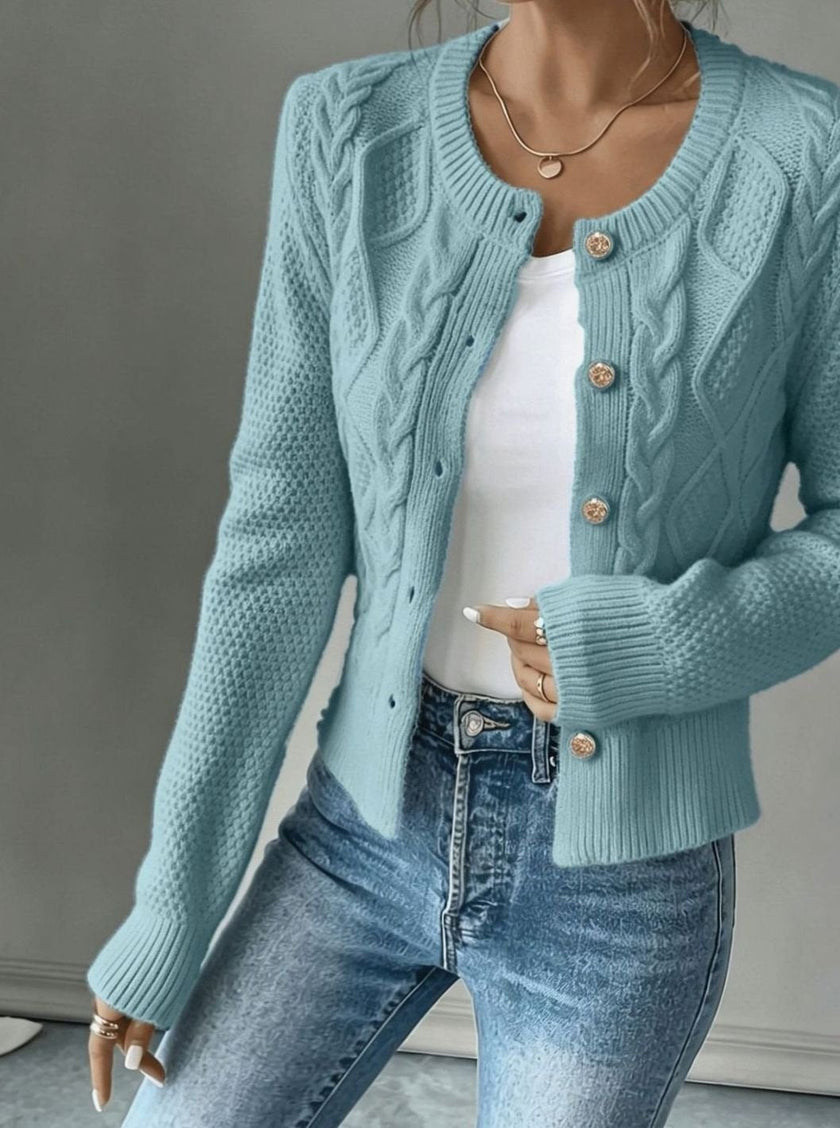 Wenche | Women's Cable-Knit Button-Front Cardigan