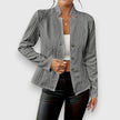 Cable-Knit Sweater Women Mock Neck Long Sleeve Fitted