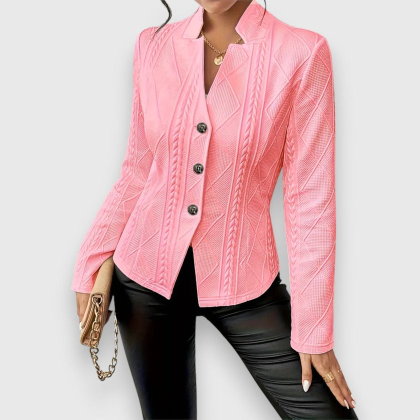 Cable-Knit Sweater Women Mock Neck Long Sleeve Fitted