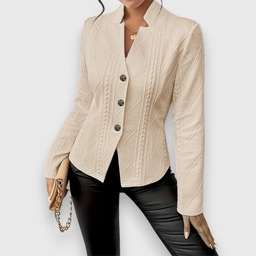 Cable-Knit Sweater Women Mock Neck Long Sleeve Fitted