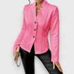 Cable-Knit Sweater Women Mock Neck Long Sleeve Fitted
