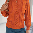 Penelope | Women's Cable-Knit Openwork Round-Neck Pullover Sweater with Ribbed for Everyday