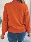 Penelope | Women's Cable-Knit Openwork Round-Neck Pullover Sweater with Ribbed for Everyday