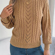 Penelope | Women's Cable-Knit Openwork Round-Neck Pullover Sweater with Ribbed for Everyday