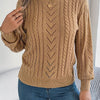 Penelope | Women's Cable-Knit Openwork Round-Neck Pullover Sweater with Ribbed for Everyday