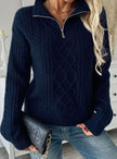 Scarlett | Women's Cable-Knit Quarter-Zip Pullover Sweater with Cozy Classic for Everyday