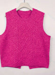 Isabella | Women's Cable-Knit Round-Neck Sleeveless Sweater Vest with Striped for Layering