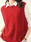 Isabella | Women's Cable-Knit Round-Neck Sleeveless Sweater Vest with Striped for Layering