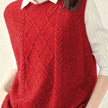 Isabella | Women's Cable-Knit Round-Neck Sleeveless Sweater Vest with Striped for Layering