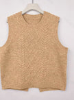 Isabella | Women's Cable-Knit Round-Neck Sleeveless Sweater Vest with Striped for Layering