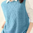 Isabella | Women's Cable-Knit Round-Neck Sleeveless Sweater Vest with Striped for Layering