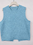 Isabella | Women's Cable-Knit Round-Neck Sleeveless Sweater Vest with Striped for Layering