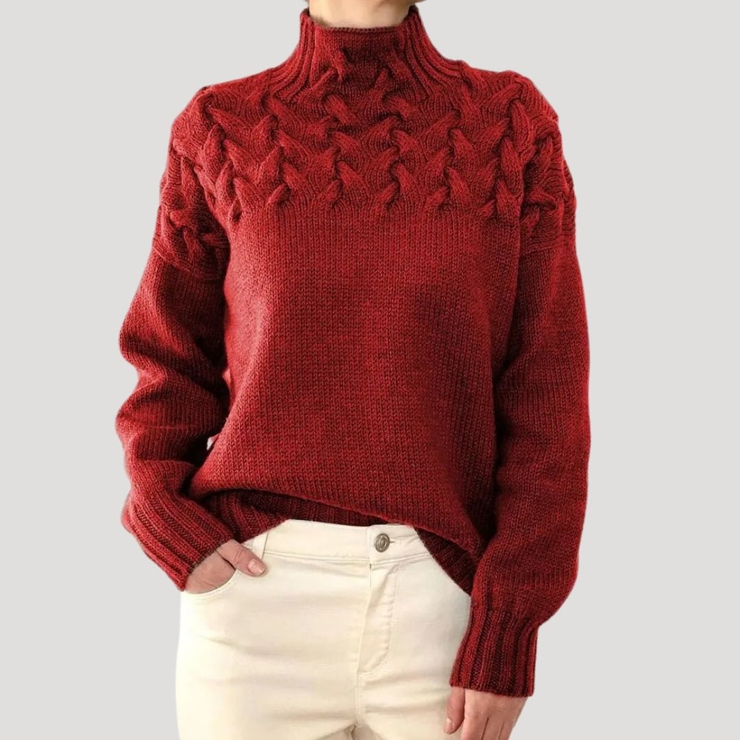 Cable-Knit Turtleneck Jumper Sweater Relaxed Pullover for Women | Evelyn