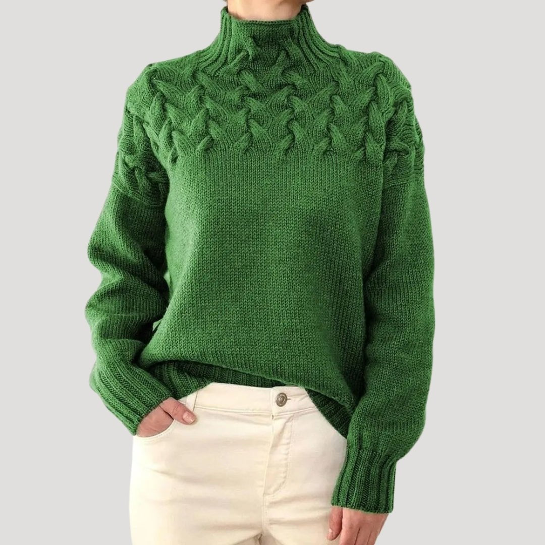 Cable-Knit Turtleneck Jumper Sweater Relaxed Pullover for Women | Evelyn