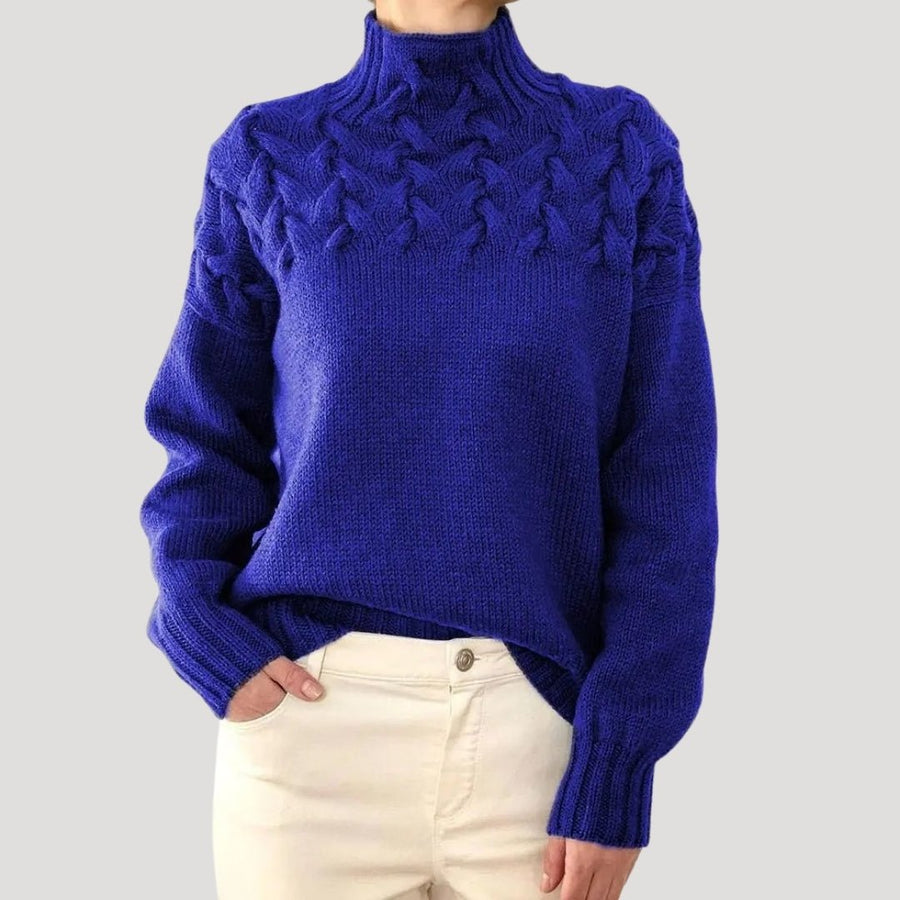 Cable-Knit Turtleneck Jumper Sweater Relaxed Pullover for Women | Evelyn